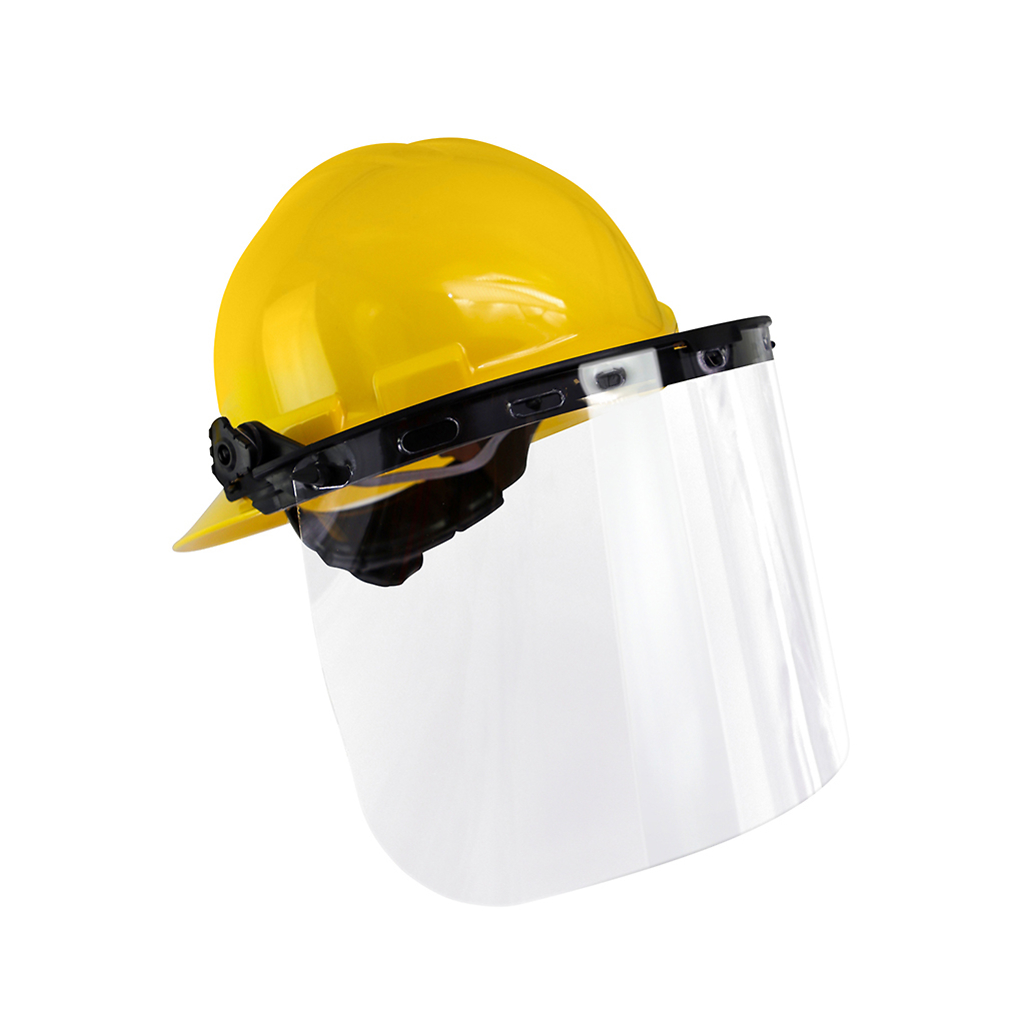 Malta Dynamics Full Brim Hard Hat with Face Shield — Yellow, Type 1, Class E & G, ANSI/ISEA/OSHA Compliant, One Size, Model# HHY2004-HH312B-HHE840ME
